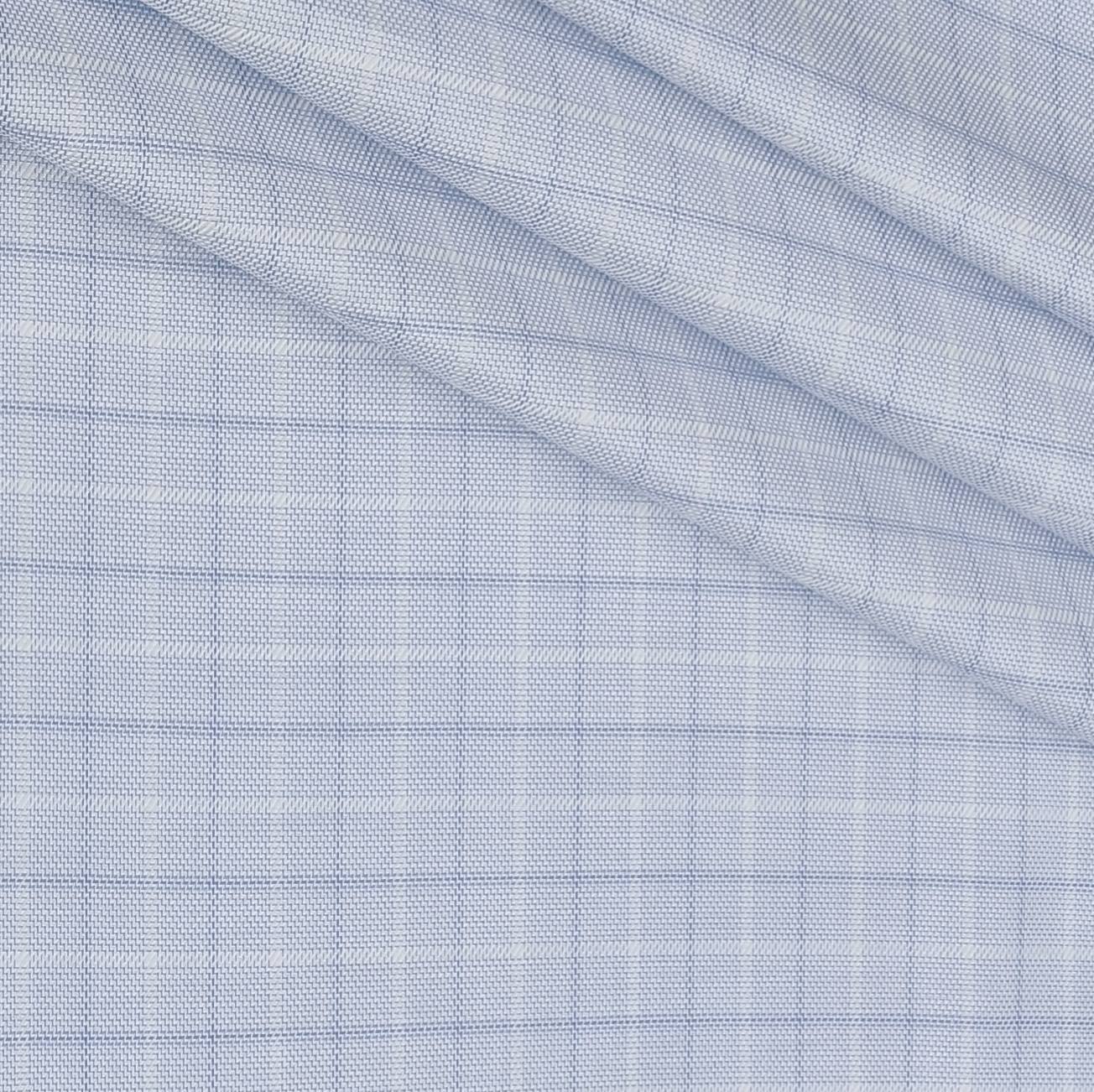 Shirt Fabric Raymond 100% Giza Cotton Broad Check Colour Faded Blue